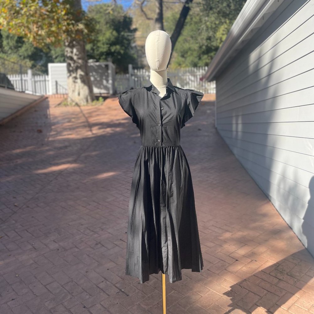 Red Valentino Black Taffeta Pleated Midi Dress (Size: S)